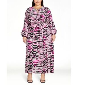 New ELOQUII Poet Long Balloon Sleeve Smocked Waist Maxi Dress Women's Size 18‎